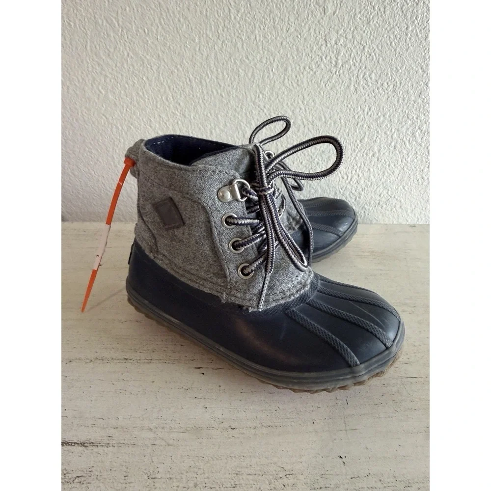 Sperry Top-Sider Bowline Duck Boot Winter Navy/Grey Synthetic 9M Toddler Size